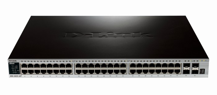 48-Port PoE Gigabit L3 Stackable Managed + 4-Port SFP+ Switch D-Link DGS-3620-52P/EEI