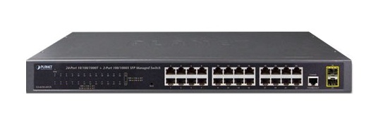 24 port 10/100/1000BASE-T + 2 port 100/1000BASE-X SFP Managed Switch PLANET GS-4210-24T2S