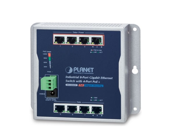 8-Port 10/100/1000T with 4-Port PoE+ Wall Mounted Switch PLANET WGS-804HP 