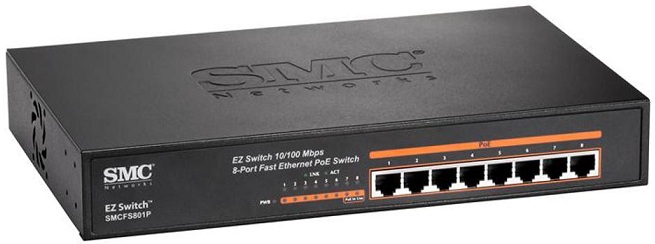 8-Port 10/100Mbps EZ Switch PoE SMC SMCFS801P