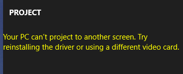your PC can't project to another screen your PC can't project to another screen