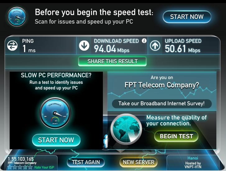 Kiểm tra tốc độ internet bằng máy tính