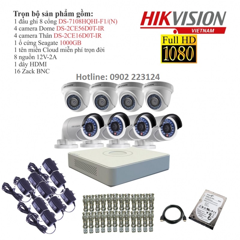 Trọn bộ 8 camera Trọn bộ 8 camera