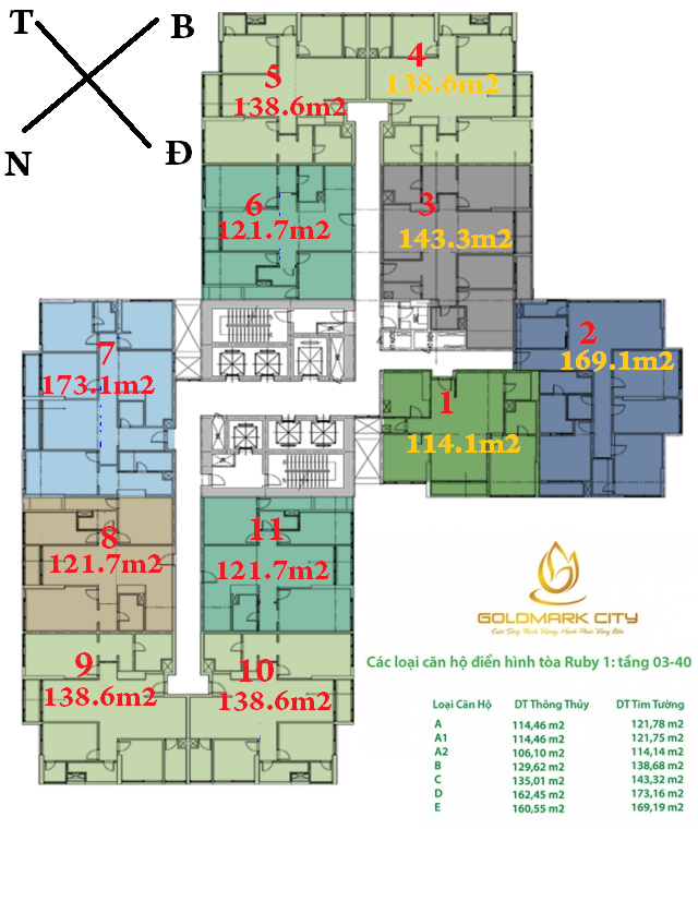 Thiết kế Chi Tiết Tòa RUBY 1 - Chung cư Goldmark City