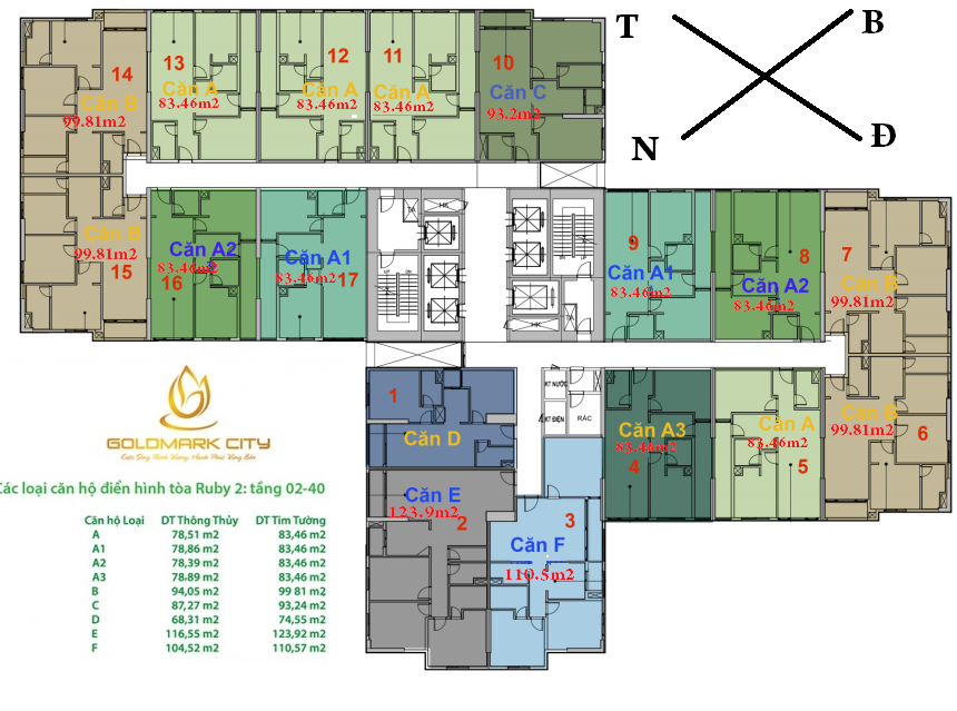 Thiết kế Chi Tiết Tòa RUBY 2 - Chung cư Goldmark City