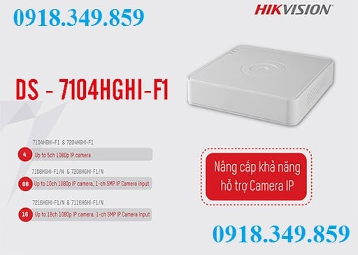 Đầu ghi hình HD-TVI 4 kênh TURBO 3.0 HIKVISION DS-7104HGHI-F1