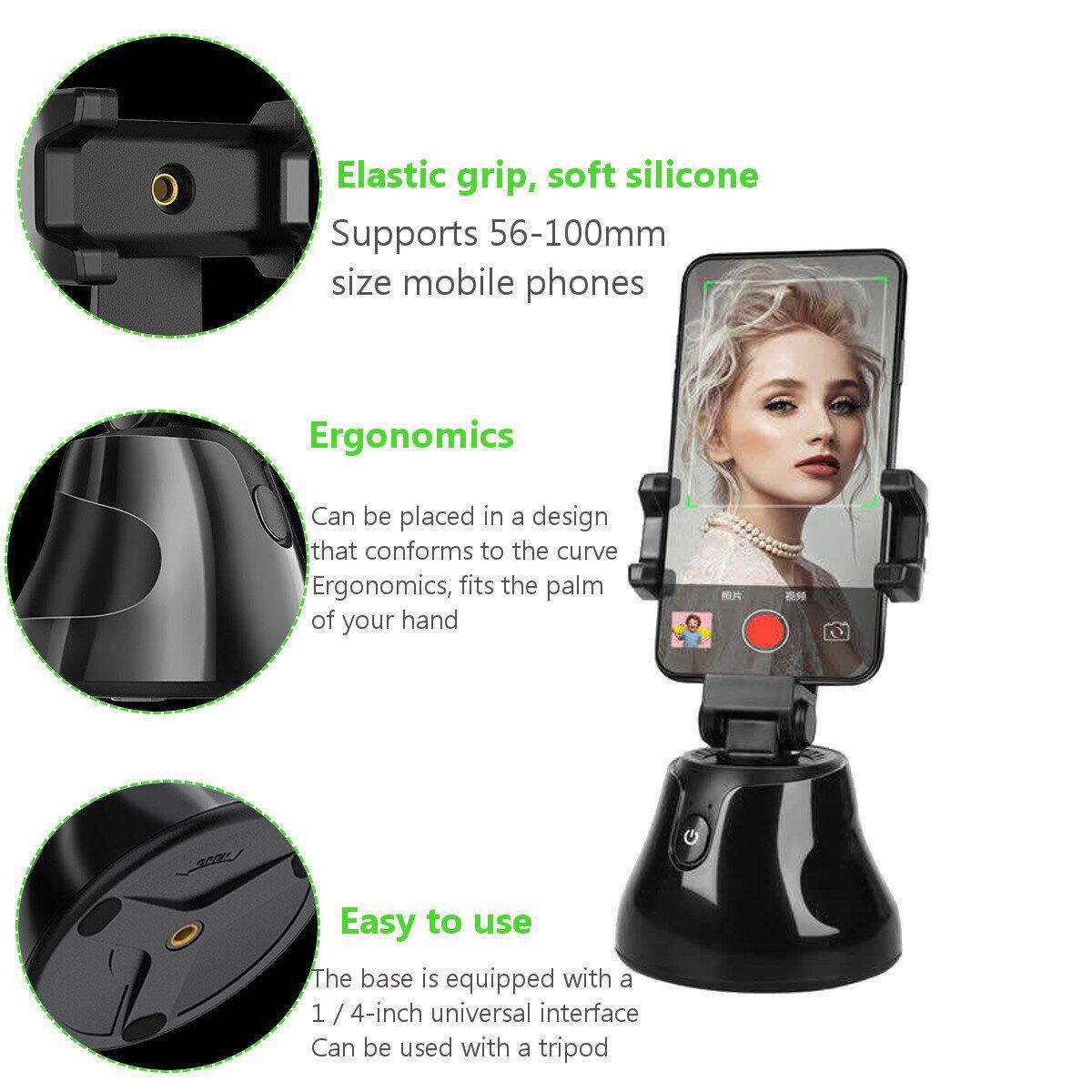 Giá đỡ điện thoại thông minh xoay 360 độ ,Nhận diện khuôn mặt, Máy Ảnh Tự Động Đa Năng 