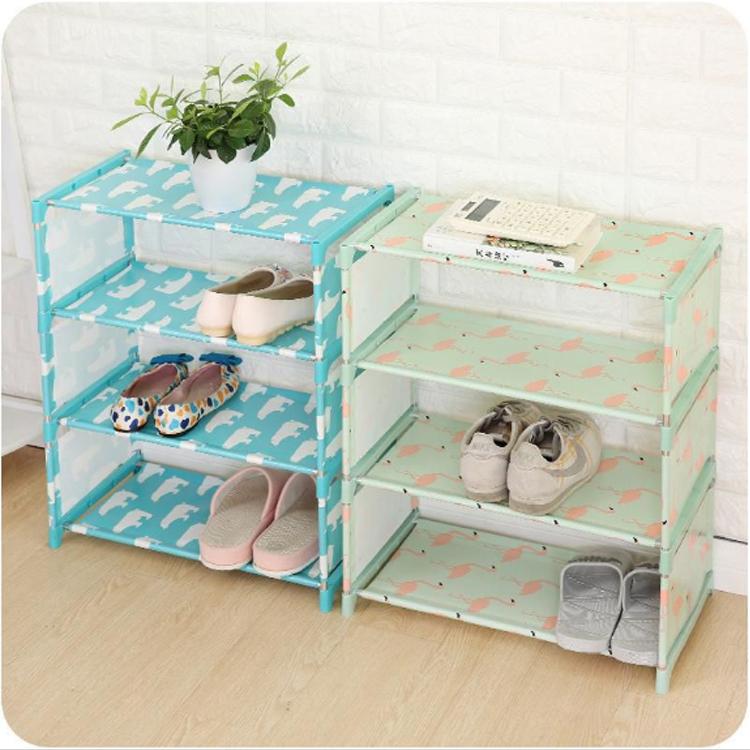 Kệ giày vải hoa văn 4 tầng (73 x48 x 23cm) 