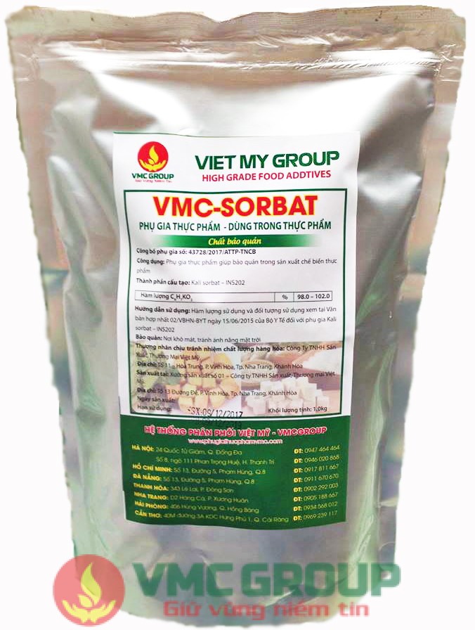 VMC-SORBATE CHẤT BẢO QUẢN AN TOÀN ĐẠT CHỨNG NHẬN GRAS GIÁ TỐT NHẤT THỊ TRƯỜNG.