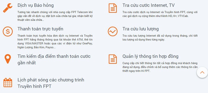 Tính năng của ứng dụng hi fpt Tính năng của ứng dụng hi fpt