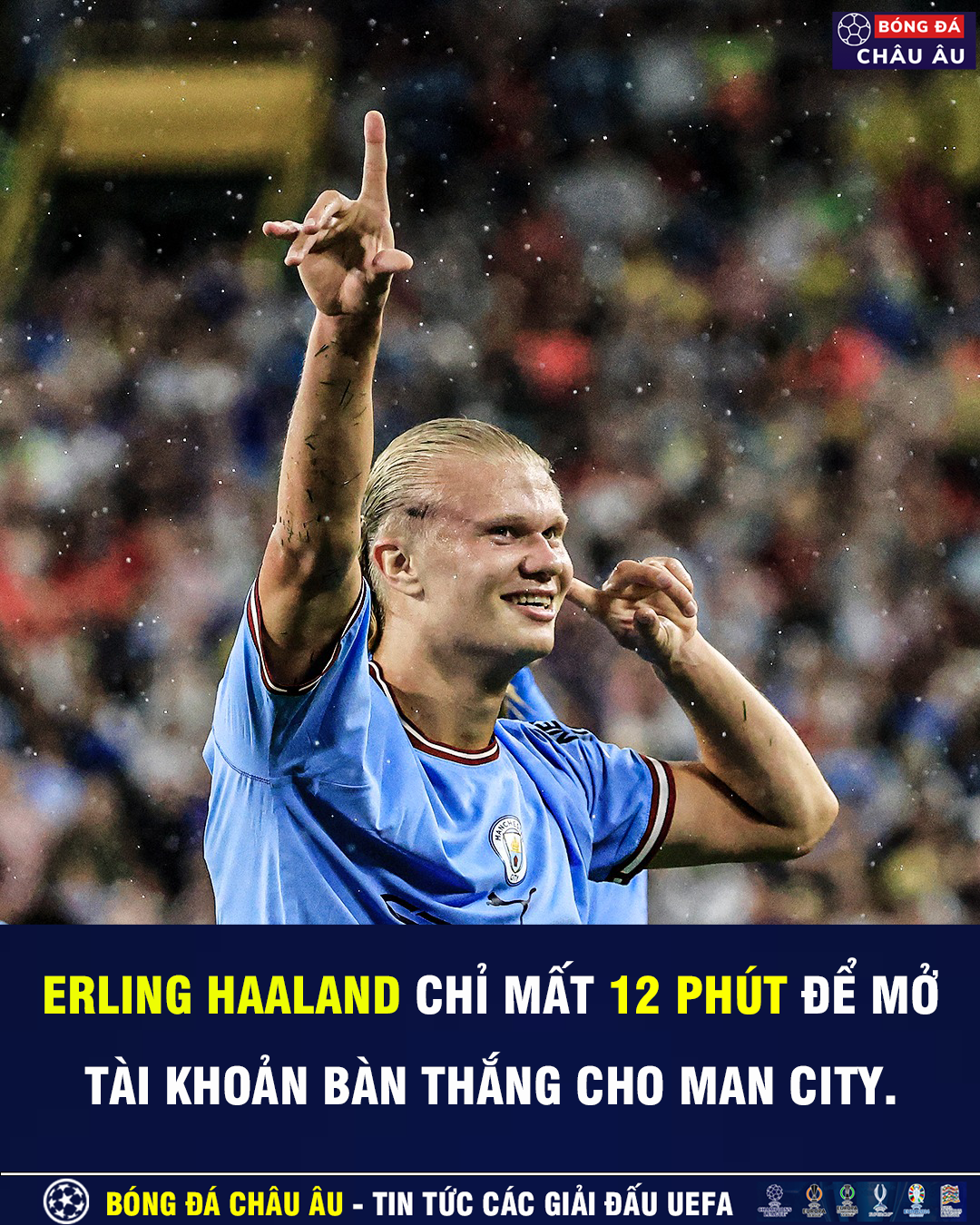 Erling Haaland ghi bàn thắng đầu tiên trong màu áo Man City