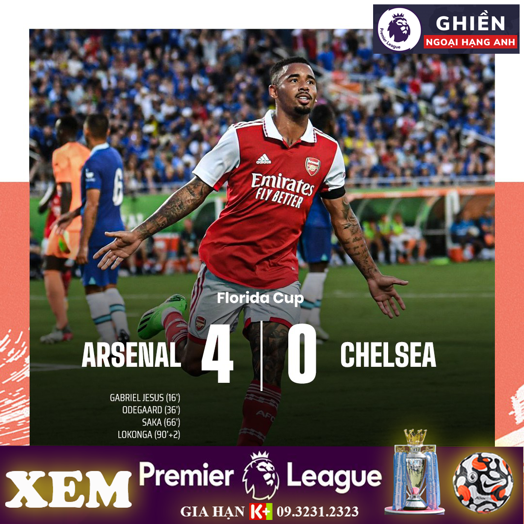 Arsenal thắng Chelsea 4-0