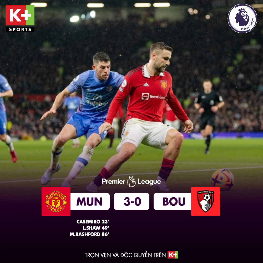 Man United 3-0 Bournemouth: Quỷ đỏ gia tăng sức ép lên top 3