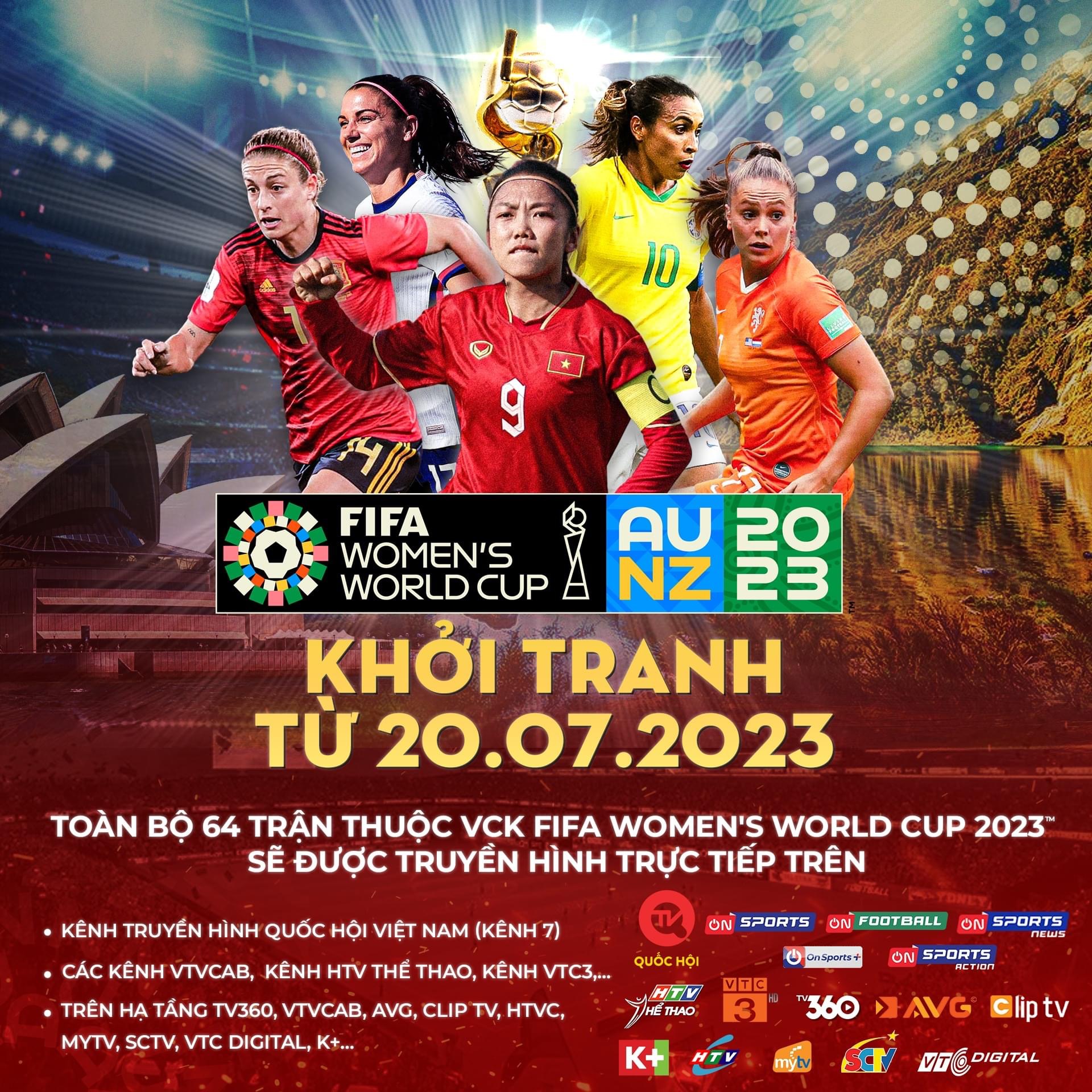 64 trận đấu của VCK FIFA World Cup nữ 2023 được truyền hình trực tiếp trên K+