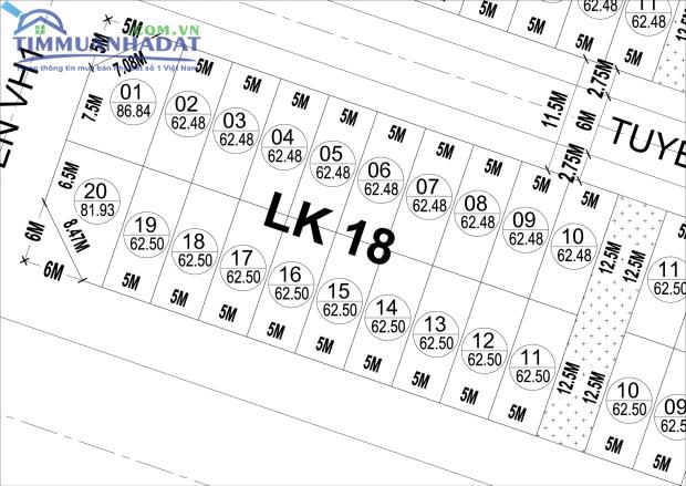 LK18, LK19 Dự án Phú Lương mặt đường 30m gần trường học