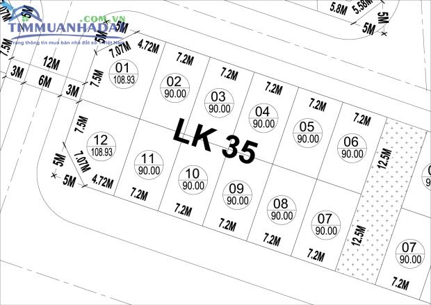 Đất LK35, LK36, LK37 liền kề Phú Lương đường 30m mặt tiền rộng 7,2m
