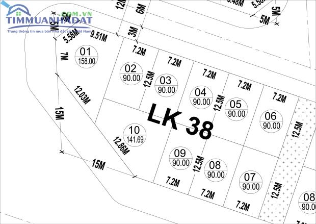 LK38, LK39 liền kề Dự án Phú Lương, Hà Đông mặt đường to 30m