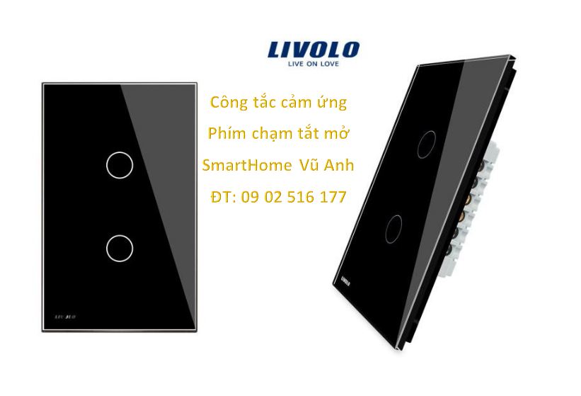 Công tắc cảm ứng Livolo VL-C502, 2 phím chạm tắt mở 