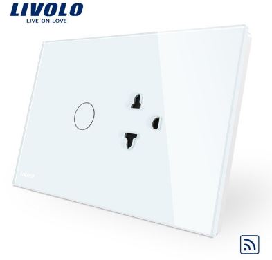 công tắc cảm ứng điều khiển từ xa có ổ cắm 3 chấu đa năng Livolo VL-C9C1AER-11