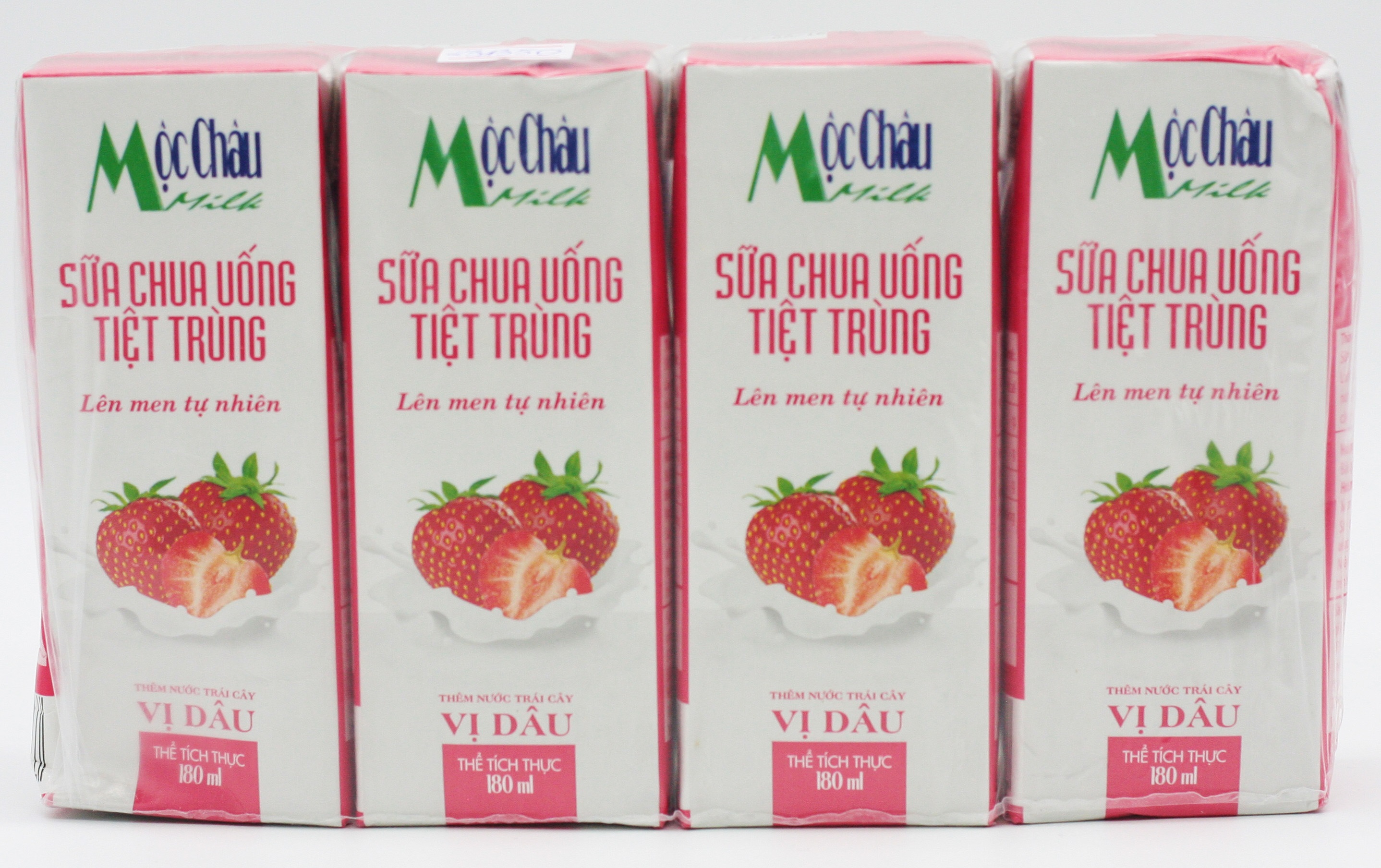 Sữa chua uống Mộc Châu vị Dâu - lốc 4 hộp x 180ml