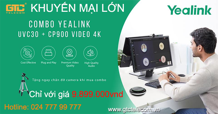 Combo khuyến mại thiết bị họp trực tuyến YEALINK UVC30 + CP900 giá cực rẻ!