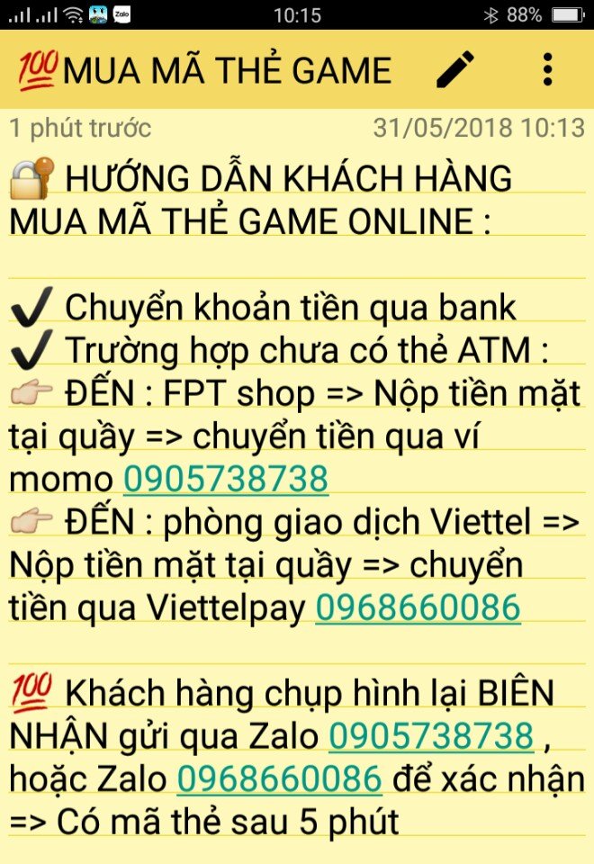 ☛ Thẻ Game + Thẻ Cào