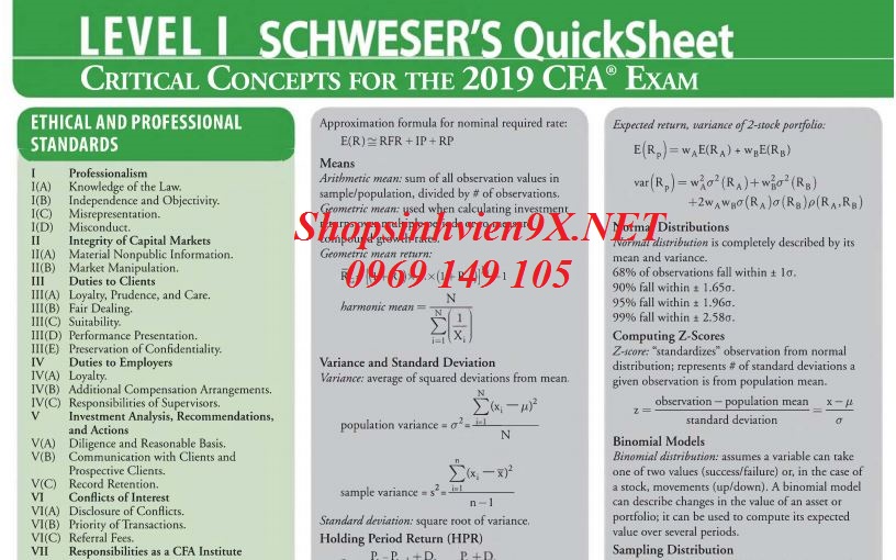 CFA level 1 Quicksheet 2019 Bản in màu CFA level 1 Quicksheet 2019 Bản in màu
