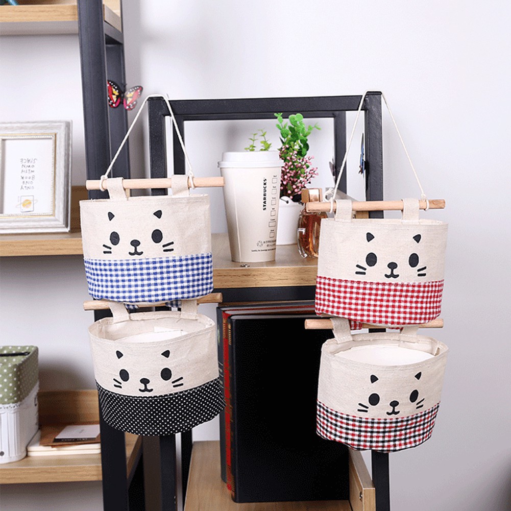 Túi vải treo tường đa năng hình mèo xinh xắn 
